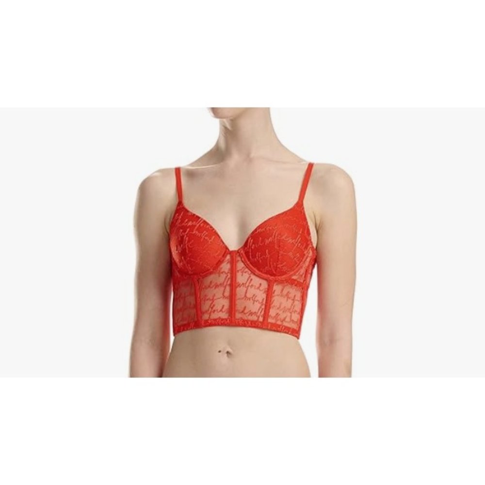Wolford Logo Obsessed Bustier Bra Lace Red ( 36B )